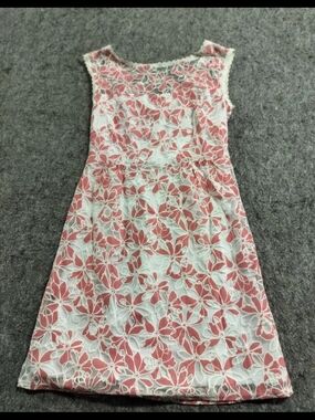 Laundry By Shelli Segal Coral and White Floral Lace Midi Dress